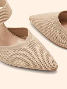 CUCCOO BASICS 女士简约尖头厚底黑色优雅高跟鞋，适合夏季度假、返校、大学生派对、春季、春假、复活节和圣诞节穿着。 - 深杏色 - 查看 5