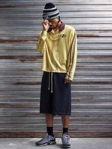 AXEPEAK Quần short denim nam in hoa, túi xéo, kiểu dáng thường ngày, đa năng. - Màu xanh lam - Xem 8