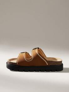 Solecia Damspännedesignade Casual Mode Platåslip-ins - Brun - Visa 3