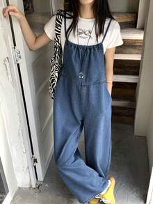 DAZY Women's Casual Denim Jumpsuit With Adjustable Straps