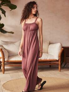 Valentine's Day Bohemian Style Comfortable Casual Wide Leg Women Jumpsuit - Rusty Rose - View 2