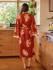 Lullawish Bohemian Floral Print Bubble Crinkle Women Robe - Multicolor - View 5