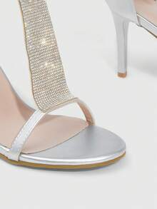 CUCCOO SZL Women's Rhinestone Buckle Design Fashion High Heel Sandals For Party Occasions - Silver - View 9