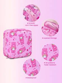 SHEIN X Care Bears 1pc Cartoon Pattern Printed Polyester Fiber Storage Bag, Can Be Used As A Feminine Hygiene Storage Bag, Digital Storage Bag, Small Item Storage Bag,Cheer Bear, Good Luck Bear, Funshine Bear, Share Bear, Love-A-Lot Bear - Multicolor - View 3