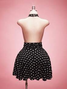 SHEIN ICON 大码波点露背吊带性感连衣裙，约会之夜连衣裙