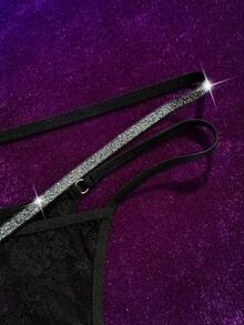 MidnightGlam Quần lót dây ren gợi cảm dành cho nữ, mỏng, màu đen, cỡ nhỏ. - màu đen - Xem 7