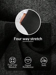 SHEIN Unity 大码女式弹力腰休闲百搭喇叭牛仔裤 - 灰色 - 查看 8
