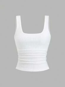 Sweetra 2pcs Women Casual Scoop Neck Sleeveless Knit Vest Set, Apricot And Coffee Brown, Autumn - Multicolor - View 3