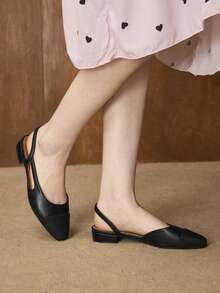 MOTF 女士拼接露跟平底鞋 - 黑色 - 查看 5