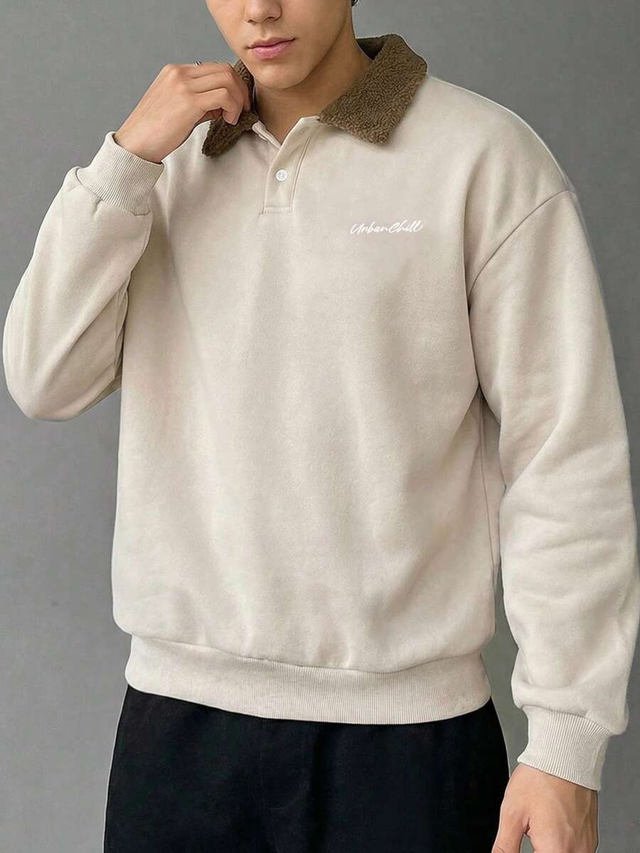 Manfinity Unisex 男士针织休闲宽松长袖卫衣，时尚日常穿着，秋冬季，情侣装