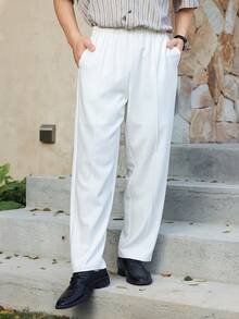 DAZY Men's White Straight Leg Pocket Pants, Suitable For Commuting, Spring/Autumn - White - View 3