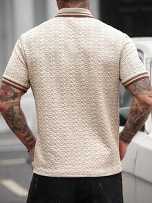 Manfinity CasualCool Men's Heart Embossed Casual Versatile Commuting Short Sleeve Polo Shirt