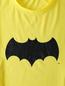 BATMAN X SHEIN Men's Comfortable Bat Print Crew Neck Long Sleeve T-Shirt And Pants Pajama Set, Autumn - Yellow - View 5