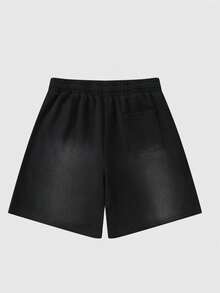 ROMWE MEN Street Life Summer Casual Graphic Men'S Rhinestone Star Print Drawstring Waist Shorts - Black - View 2