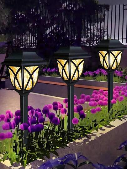 1-delad solcellslampa för utomhusbruk, för gräsmattor, uteplatser, gångvägar, trädgårdar och stigar, ger LED-belysning och landskapsarkitektur från natt till gryning. [Solcell]