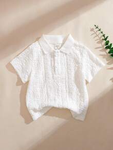 Souflis Souflis Unisex Baby White Polo Collar T-Shirt, Versatile All-Match Outfit Suitable For All Occasions In Summer - White - View 1