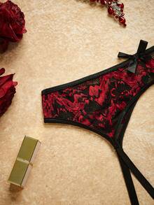 PinupPomp 1件装女士蕾丝蝴蝶结装饰性感吊袜带