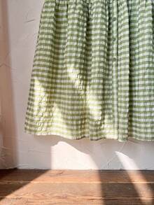 Rusticease Plus Size Women's Sage Green Plaid Dress,Summer 1920s Elegant Picnic Loose Fit Round Neck Short Sleeve Flowy Long Dress,Casual Vacation Outfits - Green - View 6