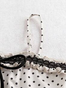 Resyla Women's Lace Polka Dot Print Tie Front Camisole - Multicolor - View 6