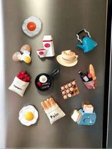 Zazumi Mini Size Durable Acrylic Metal Strong Magnetic Reusable Removable Easy To Stick Not Easy To Fall Off Vibrant Colorful Cute Cartoon Pattern Food Inspired Fridge Magnet Stickers Perfect For Kitchen Office Home Decor Birthday Housewarming Party Daily Use All Seasons Fridge Decal Decorative Magnet Kitchen Accessory Desktop Organizer Gift For Friends Colleagues Decor Lovers - Multicolor - View 3