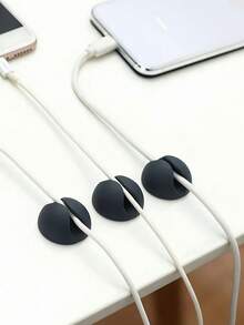 3/5/10/15 PIEZAS Mini soportes autoadhesivos de silicona resistentes para uso en el escritorio, oficina y hogar para cables de datos, cargadores, auriculares y otros accesorios - Paquete de 3 negros. - Ver 6