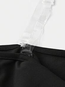 SHEIN Blusa elegante y delgada de un solo hombro en color burdeos y negro con detalle de nudo, para uso diario de niñas preadolescentes - Negro - Ver 3