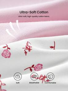 LUVLETTE 情人节特惠3条装柔软纯棉基础款花卉印花蕾丝边中腰内裤 - 彩色 - 查看 4