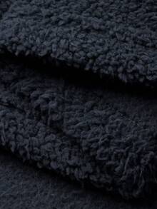 2pcs/Set Women's Thick Solid Color Fleece Top And Plaid Loose Pajama Pants Sleepwear Set, Winter - Navy Blue - View 8