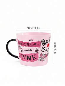 Mean Girls | SHEIN 1 个 13.5 盎司/400 毫升字母图案陶瓷杯，耐热耐寒，可微波炉加热和洗碗机清洗，适用于水、牛奶、果汁、咖啡，时尚“星期三我们穿粉红色，太吸引人了” - 粉色 - 查看 6