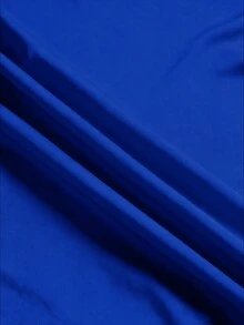 INAWLY 纯色褶皱吊带背心，领口系带 - 藍色 - 查看 5