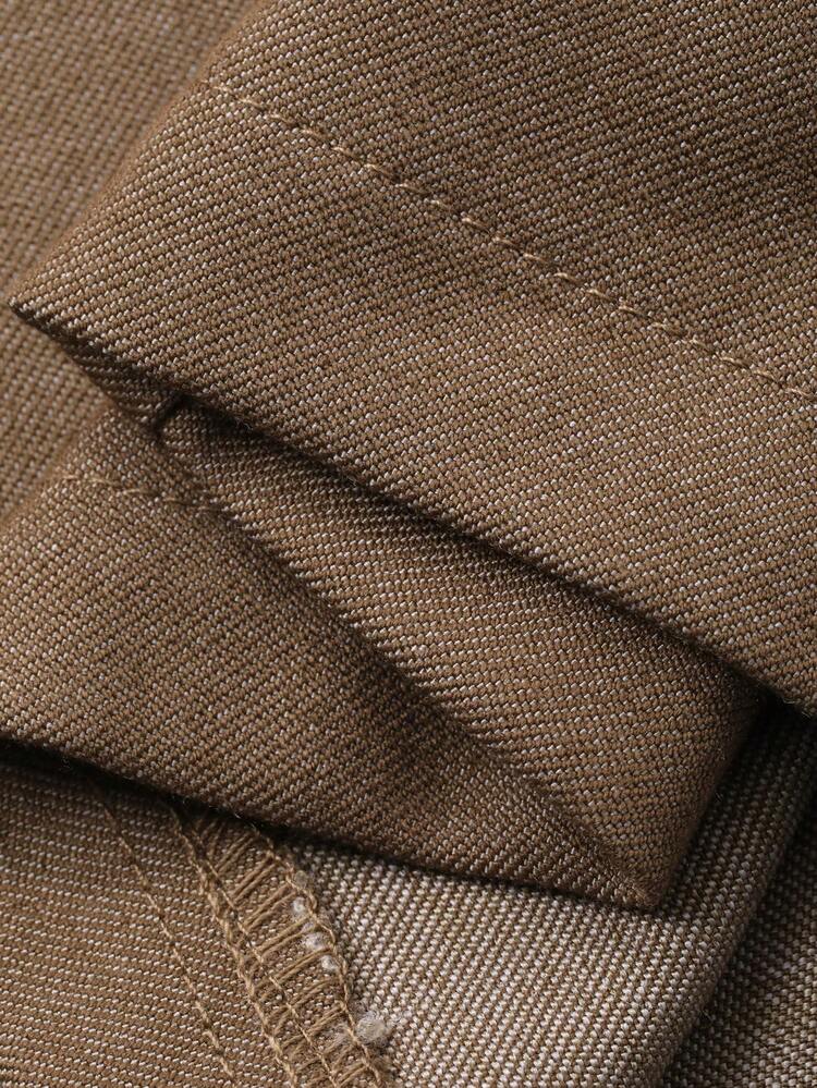 Men's Solid Brown Elastic Waist Pants, Spring/Autumn