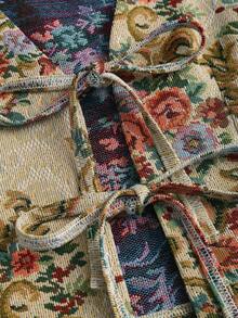 Sweetra 波西米亚风V领系带短款提花面料差异化度假性感复古早春女式外套 - 彩色 - 查看 3