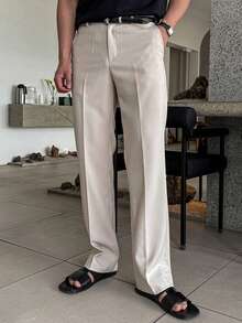 DAZY 米色男士商务休闲裤，适合春秋季穿着 - 米色 - 查看 1