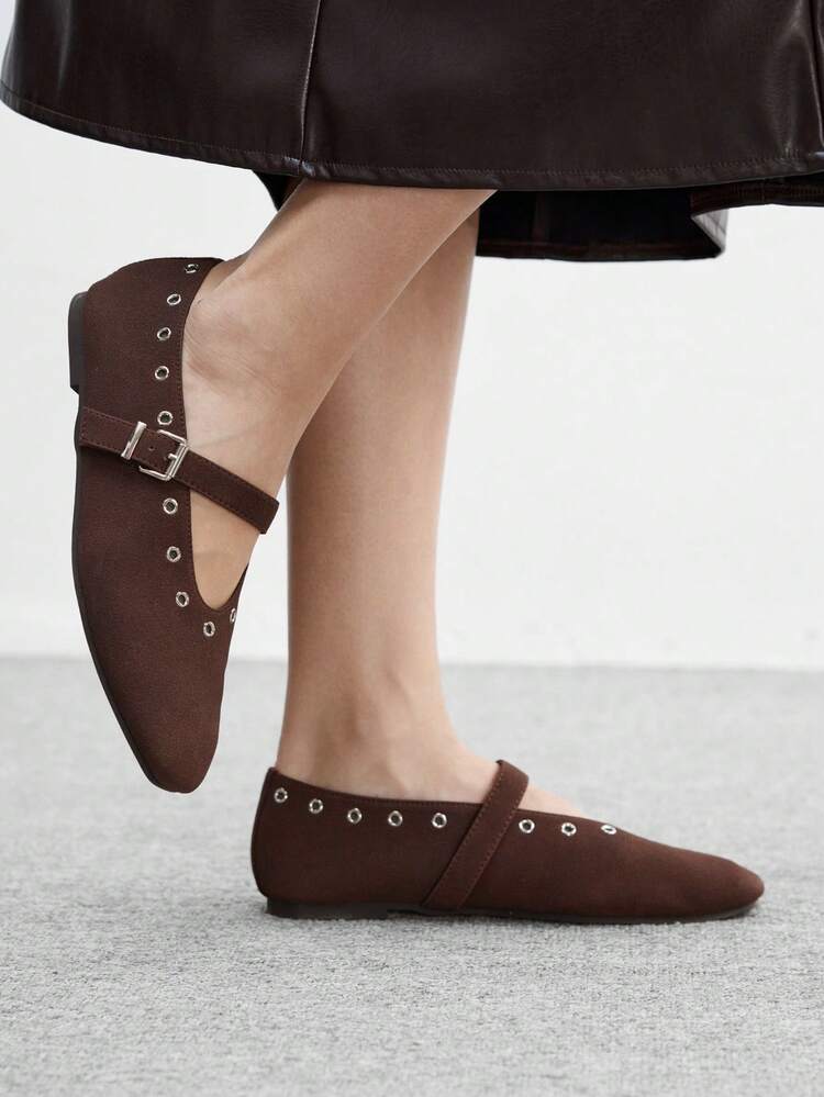 CUCCOO BIZCHIC Women Casual Versatile Minimalist Commuting Solid Color Buckle Flats For Christmas