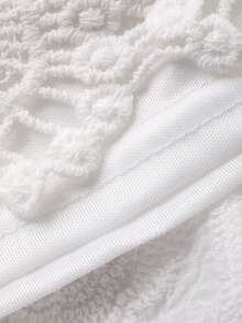 Livesso 轻盈镂空针织钩编白色半身裙，优雅波西米亚风格，适合海滩、婚礼、休闲、通勤、春夏穿着。 - 白色 - 查看 8