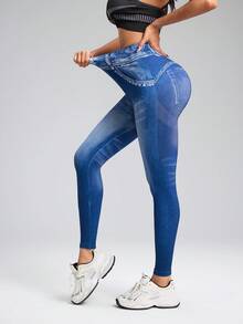 Innovista Women's Yoga/Dance Butt-Lifting Hollow Out Leggings - Blue - View 8