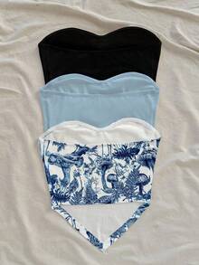 Soleia 3件套女士时尚百搭不对称下摆吊带背心，适合约会和外出穿着 - 彩色 - 查看 2