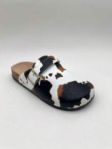 Solecia 女士时尚厚底拖鞋，圆头方扣，搭配鞋履 - 棕色 - 查看 14