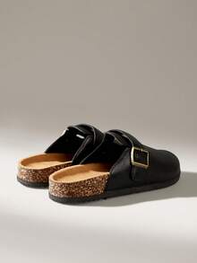 Solecia Dép lê đế dày thời trang nữ, mũi tròn, khóa vuông, phù hợp với giày dép. - Than chì đen - Xem 4