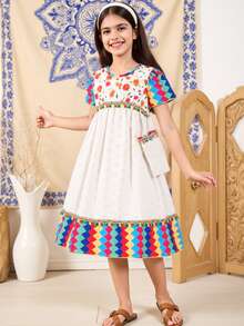 Sparklyn 少女优雅休闲简约连衣裙，夏季 - 彩色 - 查看 10