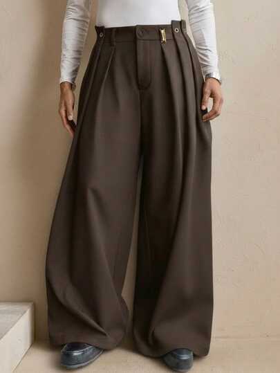 Business Casual AKNOTIC 男士纯色休闲宽松西装裤，男友风通勤裤