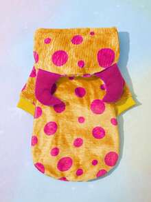 PETSIN 1pc Monster Hooded Sweatshirt With Yellow Polka Dots And Plush Pet Design (For Cosplay) - Multicolor - View 9