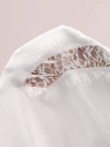Avenya Women's Side Drawstring Ruched Sheer Lace Patchwork Camisole - Apricot - View 6