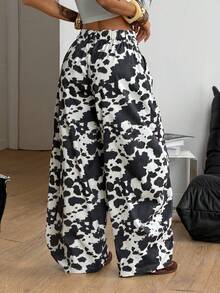 Coolane 男女夏季西部牛仔风街头服饰演唱会服装 Y2K 森林迷彩宽松低腰香蕉裤 - 黑色 - 查看 5