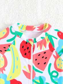 UV Protection Long Sleeve Girls Swimdress, Infant Baby Girl One-Piece Swimsuit, Suitable For Bathing - Multicolor - View 5