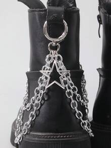 ROMWE 1 chiếc ngôi sao lớn rỗng kiểu Punk, phong cách Hip Hop Rock cá nhân hóa, phụ kiện giày bốt tự làm - Màu bạc - B - Xem 1