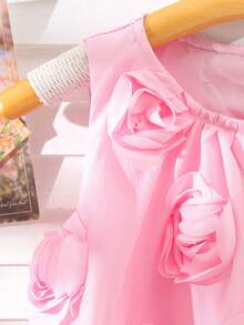 Young Girl Elegant Sweet Cute Fashion Pink Camisole Dress, Summer - Pink - View 6