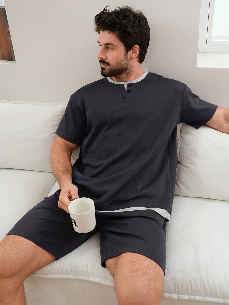 DAZY Men's Summer 2 In 1 Design T-Shirt And Loungewear Set - Multicolor - View 1