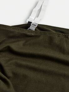 SHEIN Girlism Teen Girl Knit Patchwork Leopard Print Ruched Casual Camisole - Army Green - View 3