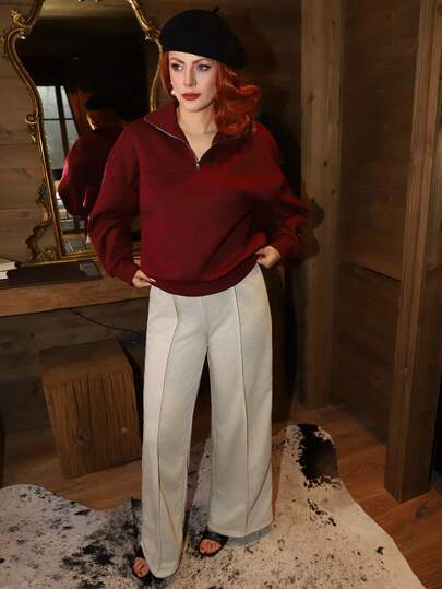 Gretanique Women's Loose Zip-Up Hoodie, Christmas